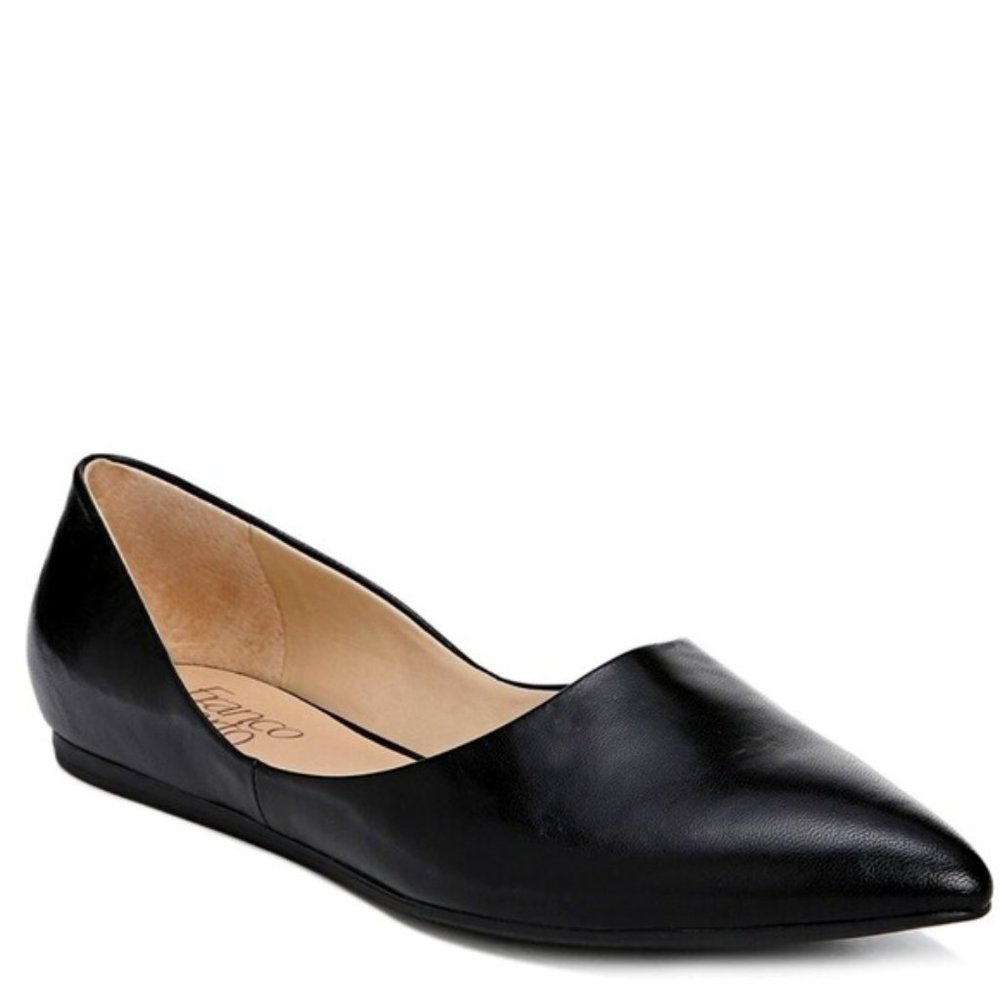 Franco Sarto Hazeline black leather pointed toe flat - size 6